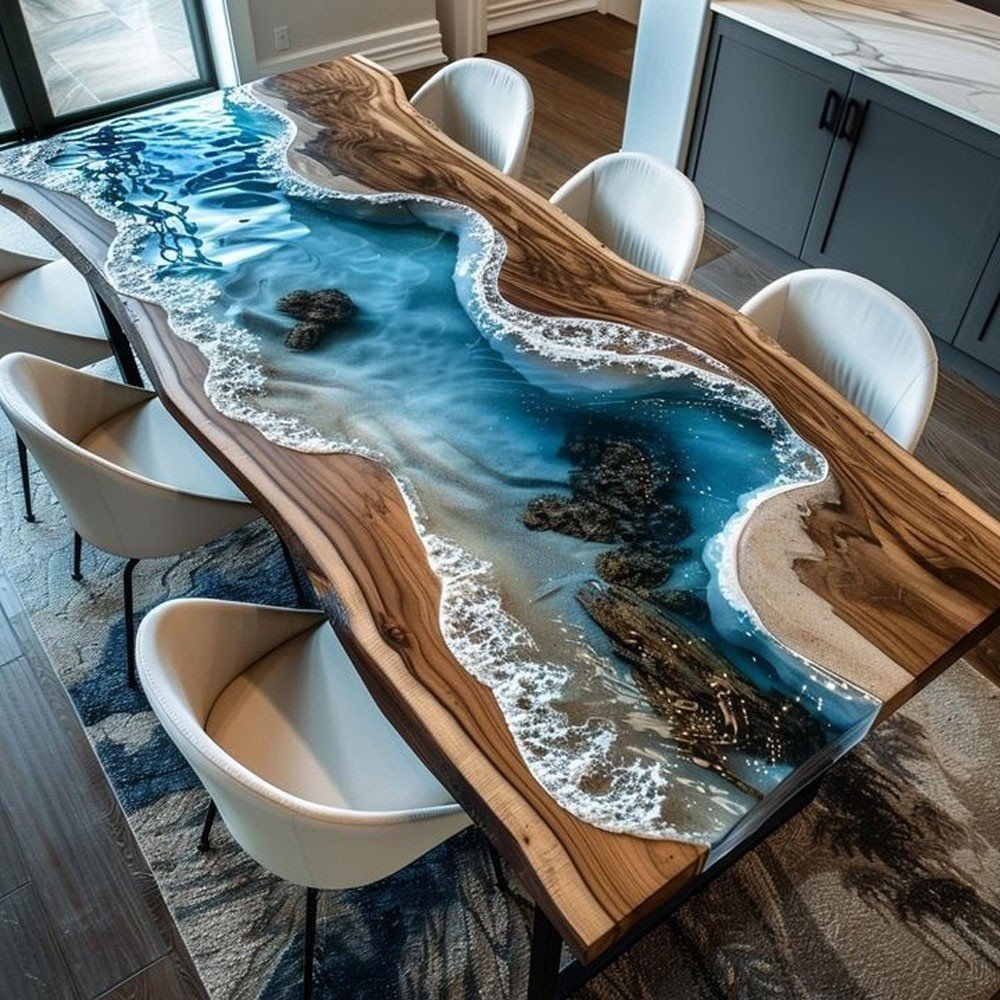 Ceviz Epoksi Çalışma Masası